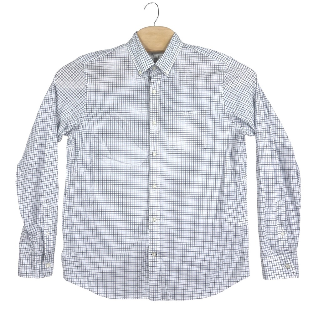GAP Mens Standard Fit Stretch Checked Button Down Shirt Size Medium Blue White - Picture 2 of 8